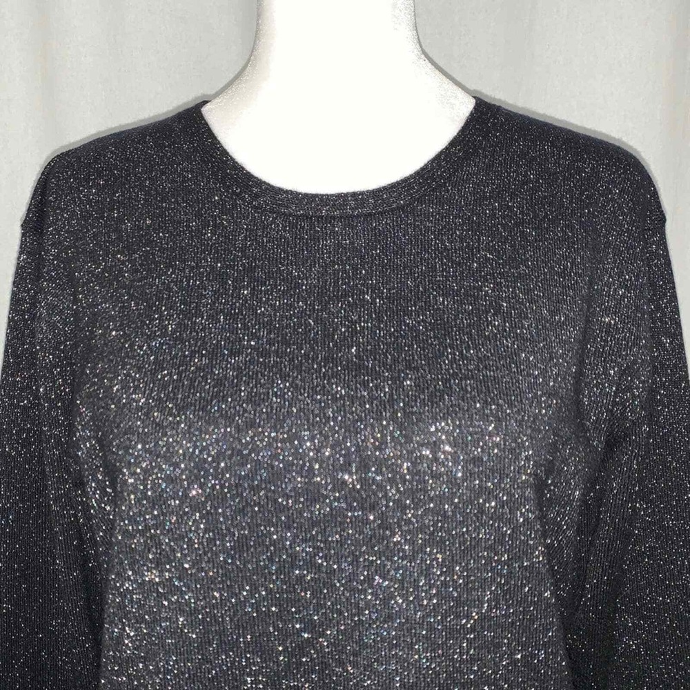 Rena Rowan for Saville Sweater Womens Medium Black Silver Metallic Lambswool